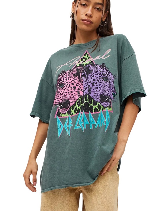 Urban Outfitters Tops - 💓🔹🍈 Urban Outfitters Dark Green Def Leppard Graphic Tshirt Dress 🍈🔹💓
